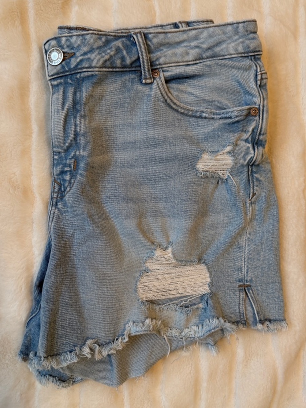 Maurices Light Blue Distressed Denim Jean Shorts